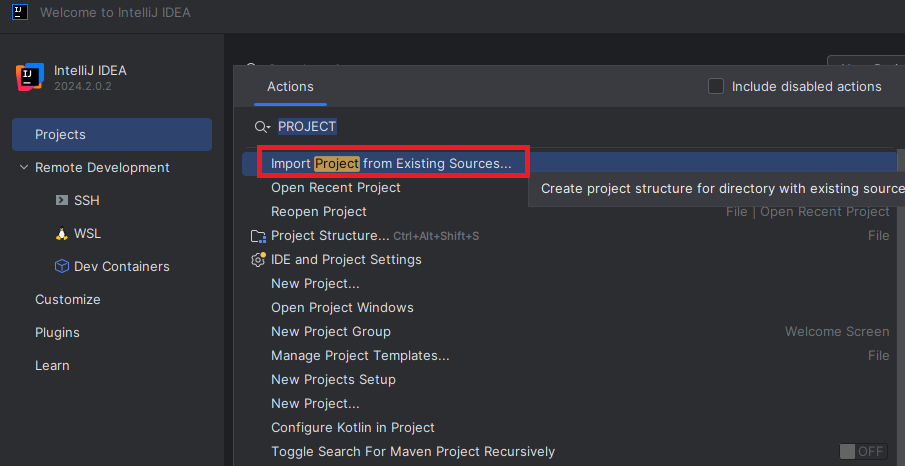 Importação do projeto