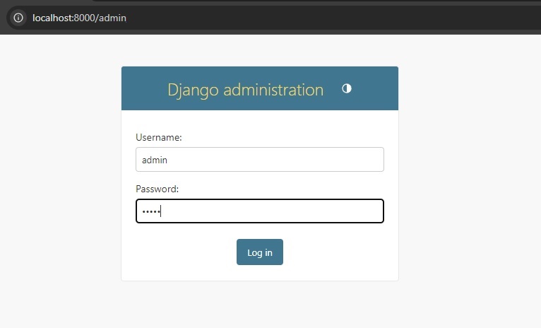 tela de administração do django
