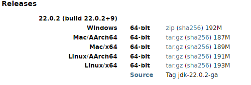JDK downloads