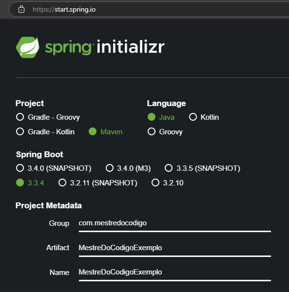 Spring initializer